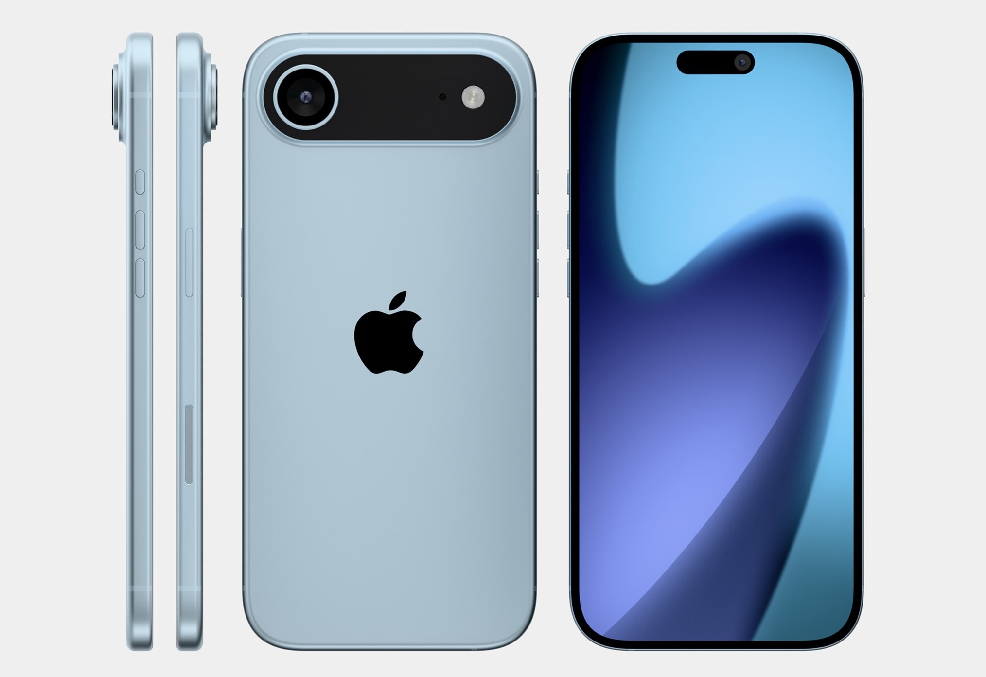 رندر آیفون ۱۷ ایر با رنگ جدید آبی آسمانی
