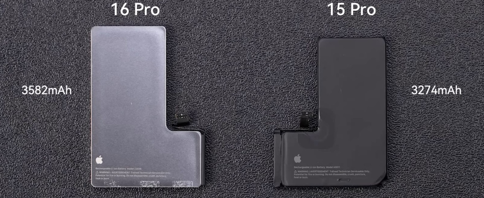 باتری آیفون ۱۶ پرو در یک محفظه فلزی قرار دارد