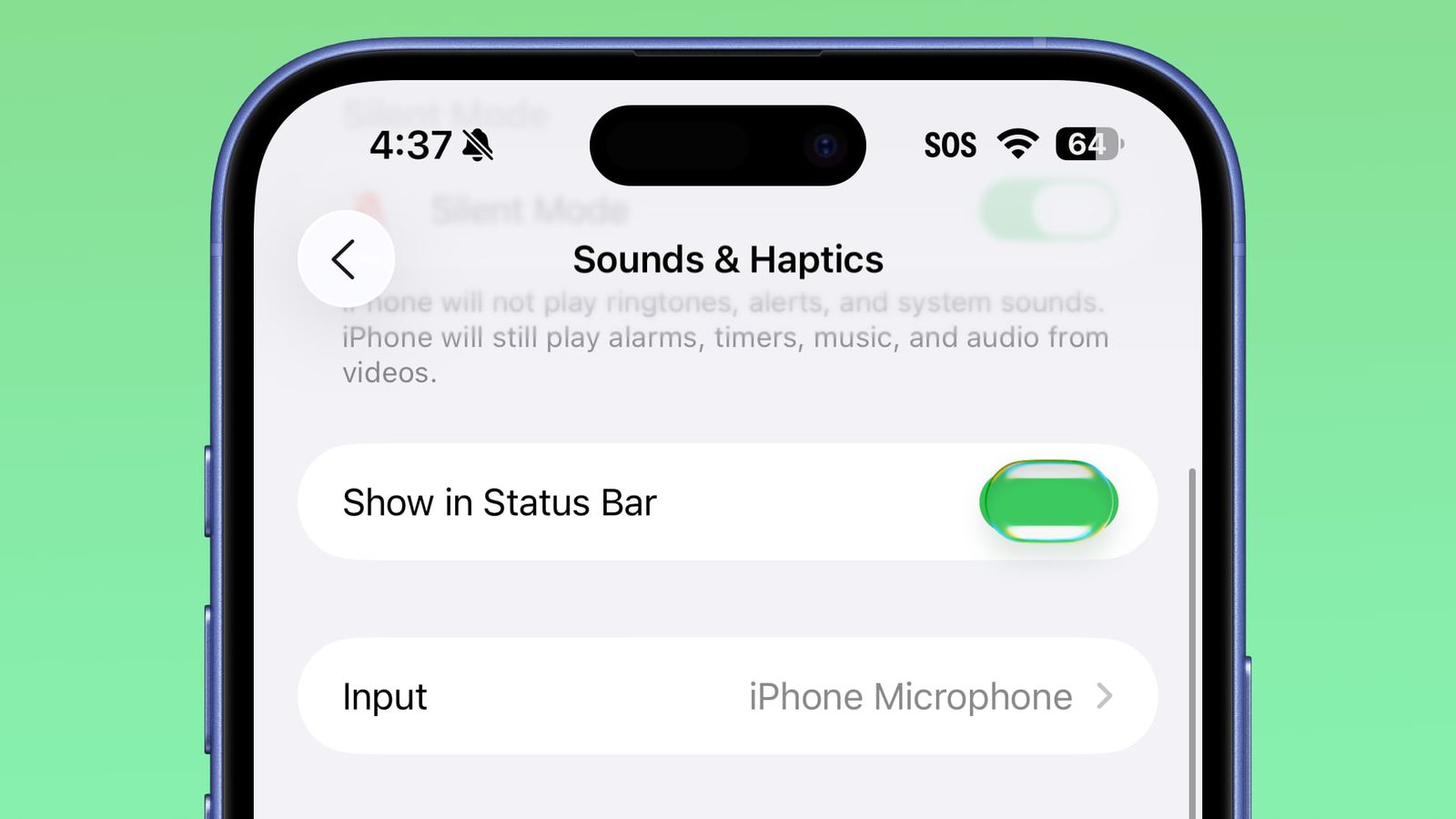 سوییچهای خاموش و روشن کردن گزینهها با افکت شیشهای جذاب در iOS 26