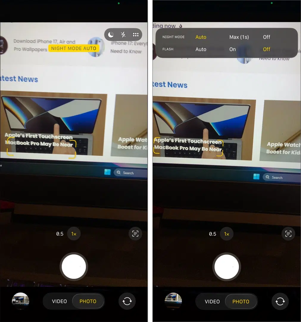 عکاسی در نایت مود با آیفون در ios 26