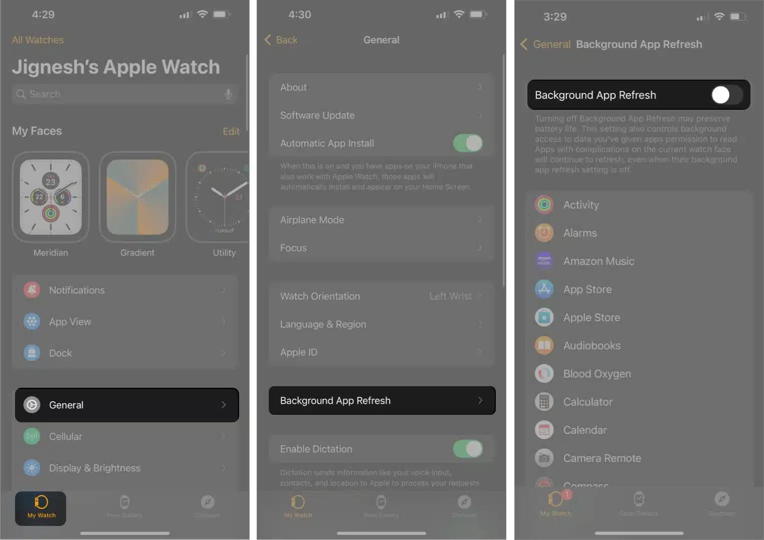 خاموش کردن Background App Refresh در اپل واچ