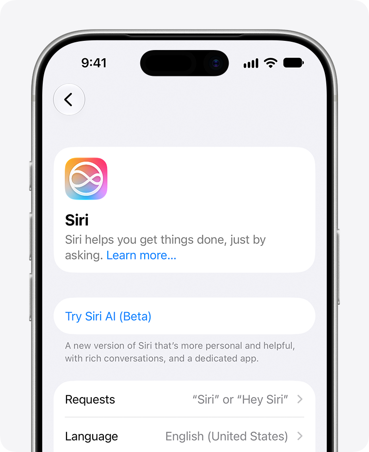 بخش فعال‌سازی Siri AI